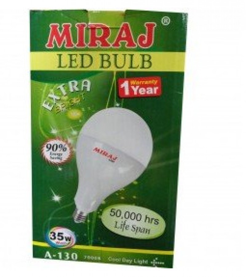 Miraj A-130 Extra Bright LED Bulb - 35W - 1 Year Warranty