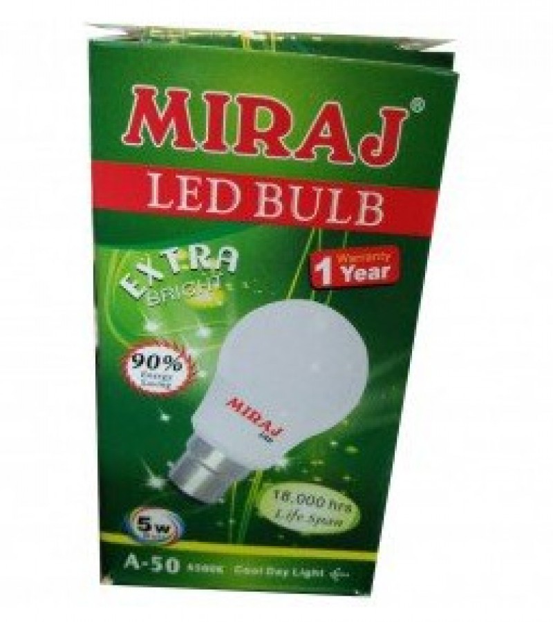 Miraj A-50 Extra Brite LED Bulb - 5W  - 1 Year Warranty