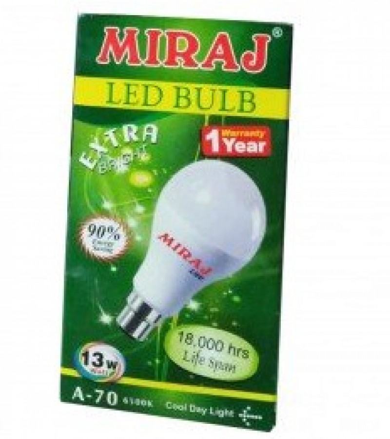 Miraj A-55 Extra Brite LED Bulb - 7W - 1 Year Warranty