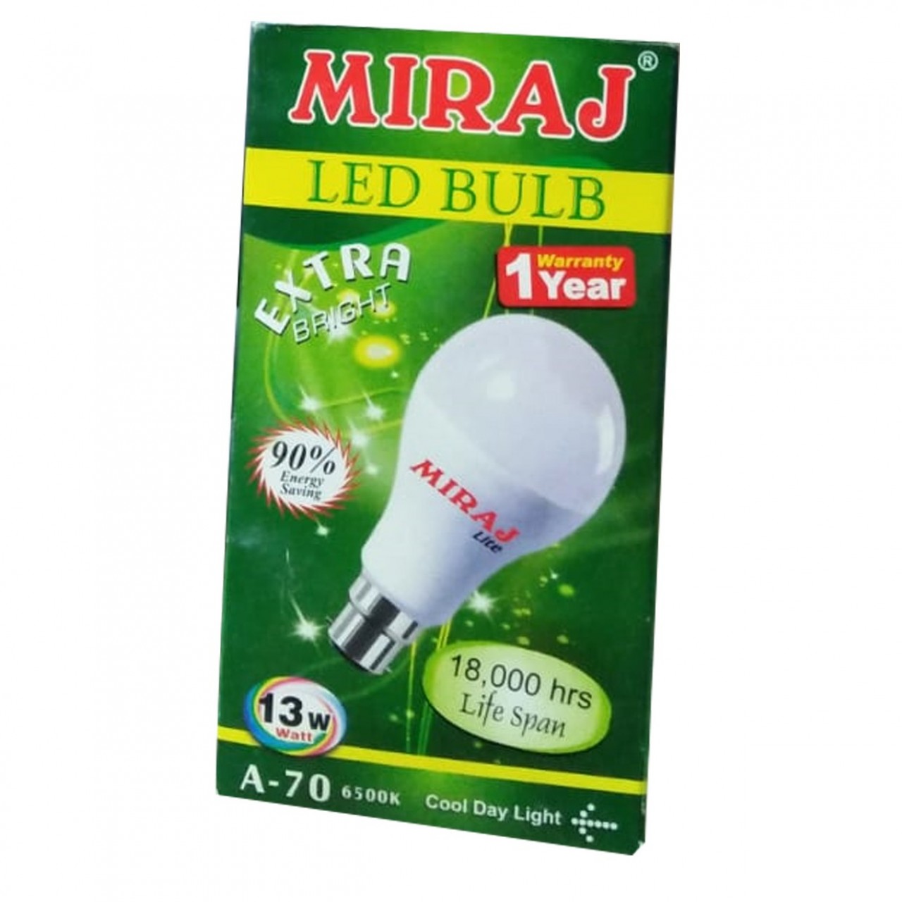Miraj A-70 Extra Bright LED Bulb - 13Watt - 1 Year Warranty