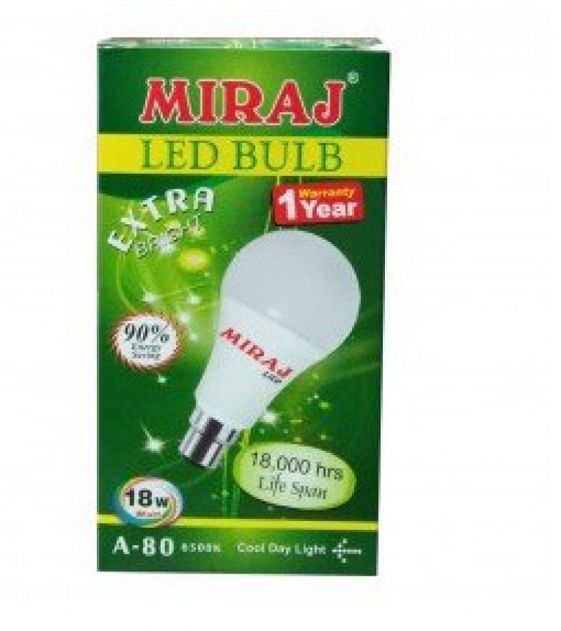 Miraj A-80 Extra Brite LED Bulb - 18W - 1 Year Warranty