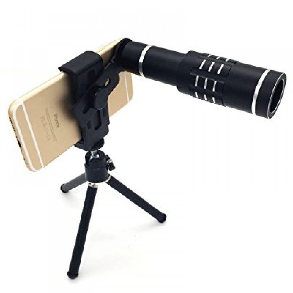 Mobile Phone Optical Telescope Camera Lens Tripod Stand & Clip - x18 Zoom