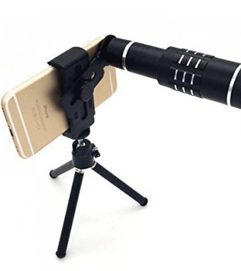 Mobile Phone Optical Telescope Camera Lens Tripod Stand & Clip - x18 Zoom