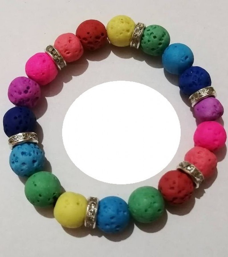 Multi-Colored Lava/Volcanic Beads Bracelet