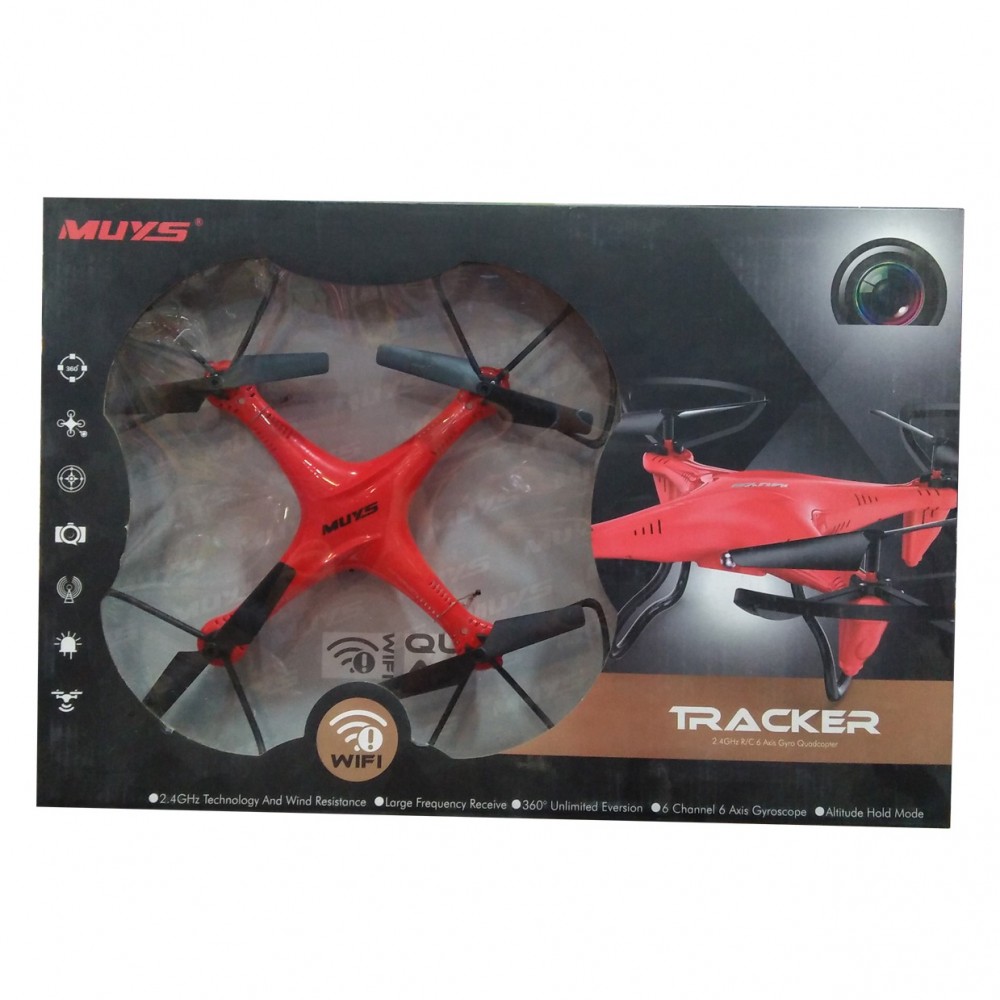 Muxs Drone Tracker Quadcopter With 2.4 Ghz Wifi For 14+ Ages- Red