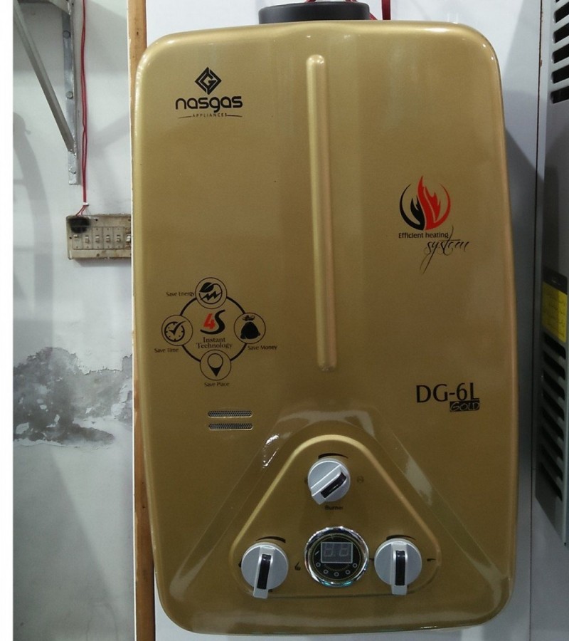 Nasgas DG-7L Gold Water Geyser - Efficient Heating System - 8 Liter