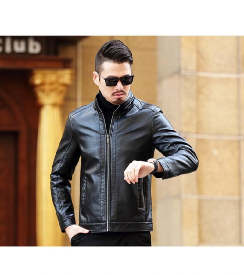 New Arrival Stylish Buttoned Leather Jacket