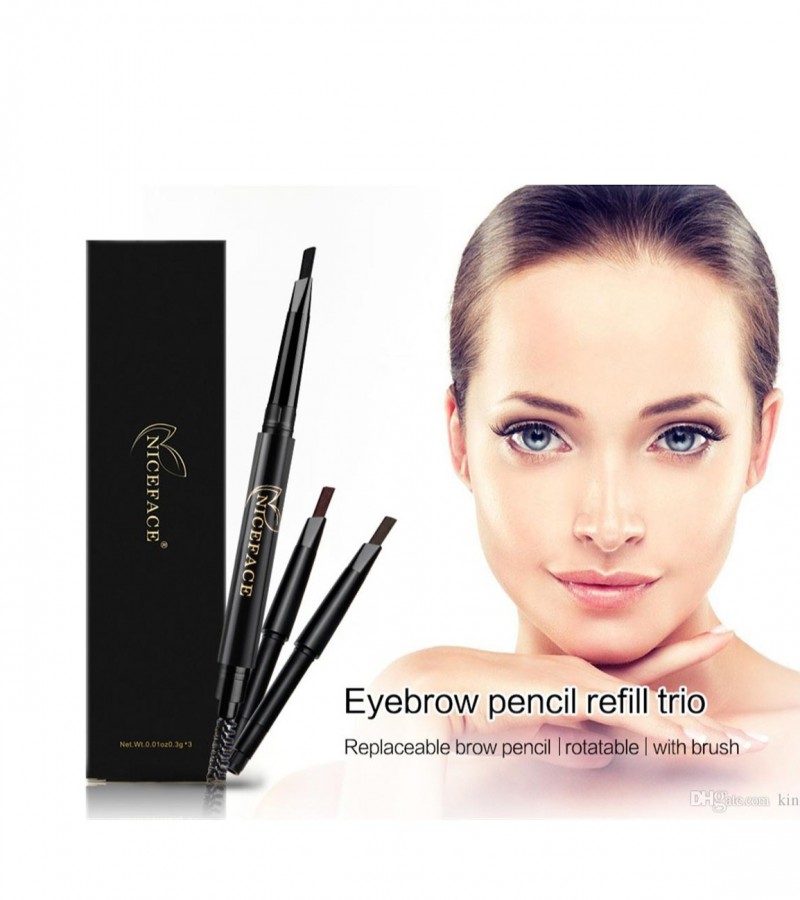 Niceface 3 in 1 Color Double Head Sweat-proof Eyebrow Pencil With brush
