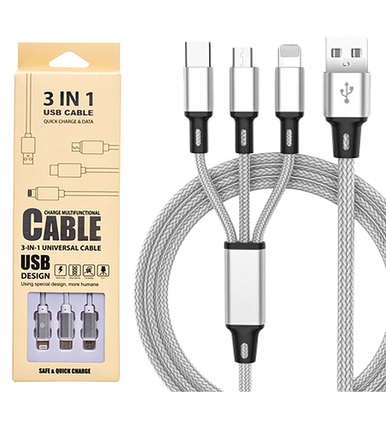 NYLON 3 IN 1 MOBILE DATA CABLE