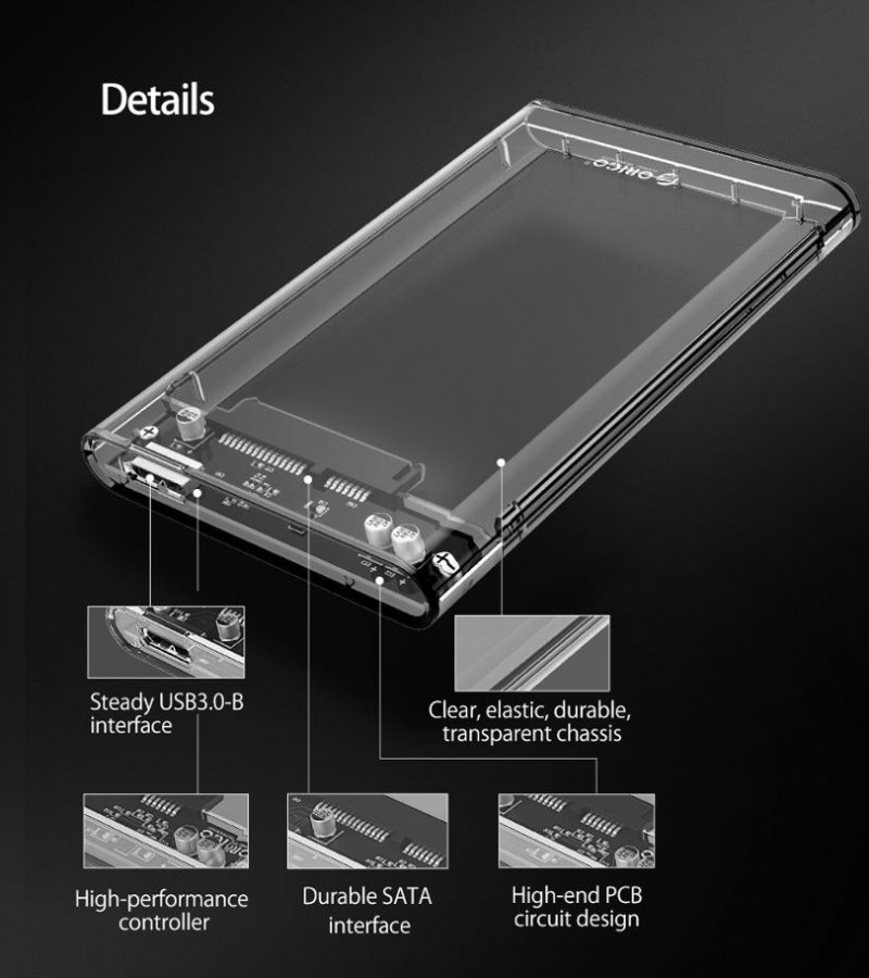 ORICO HDD Case 2.5 Inch Transparent SATA to USB 3.0 External HDD/SSD 2139U3-CR Caddy Case For Laptop