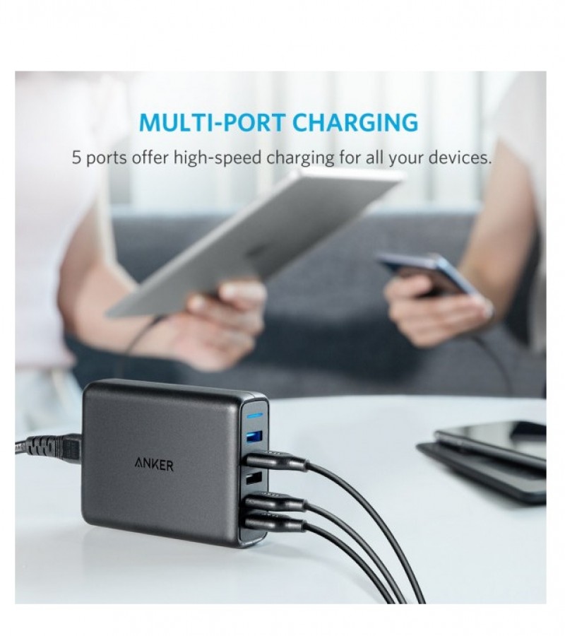 Original Anker A2054J11 Power Port Speed 5 Qualcomm Dual QC 3.0 USB Quick Charger With Power IQ 63W