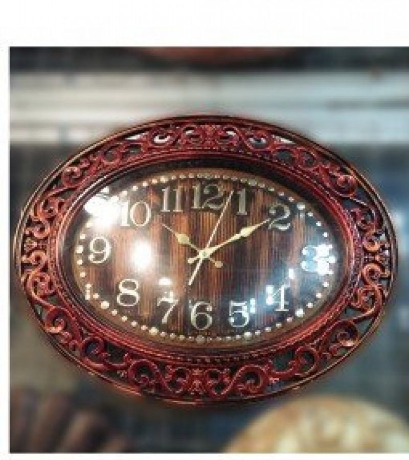 Oval Shape Copper Wall Clock For Office & Home