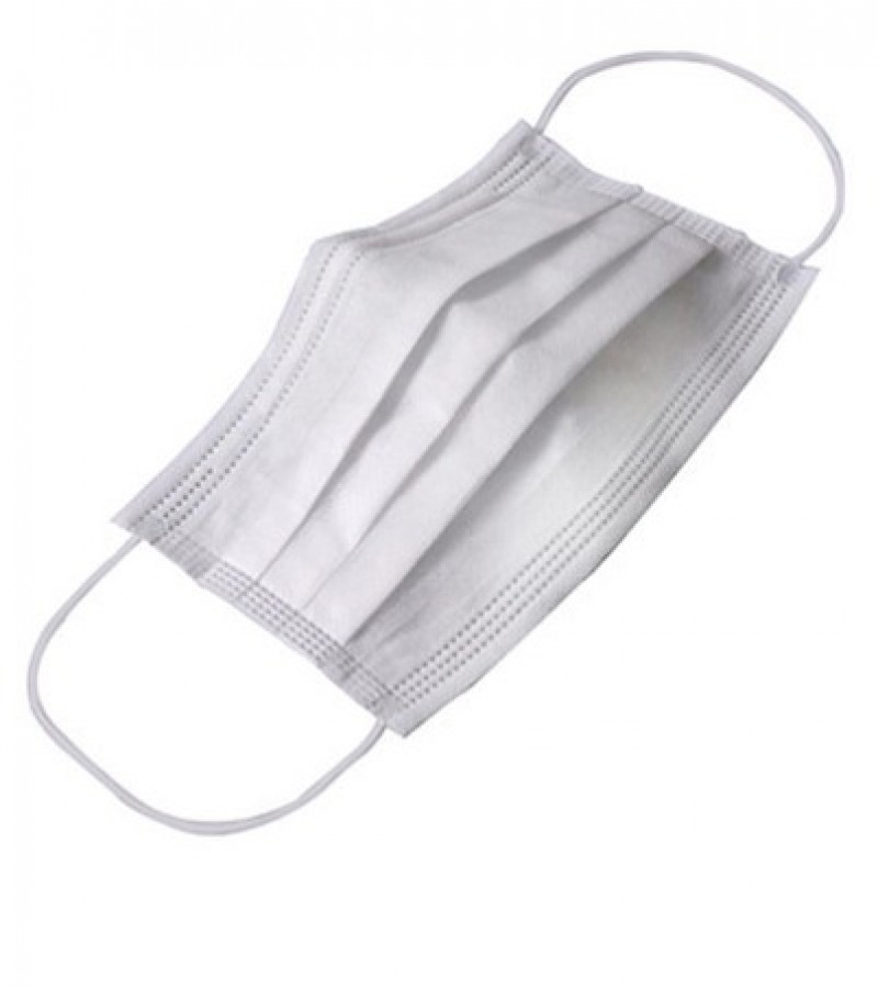 Pack of 10 white Disposable Surgical Face Mask 3-Ply (Layer) Strong Filtration and Nose Pin 70/Gsm