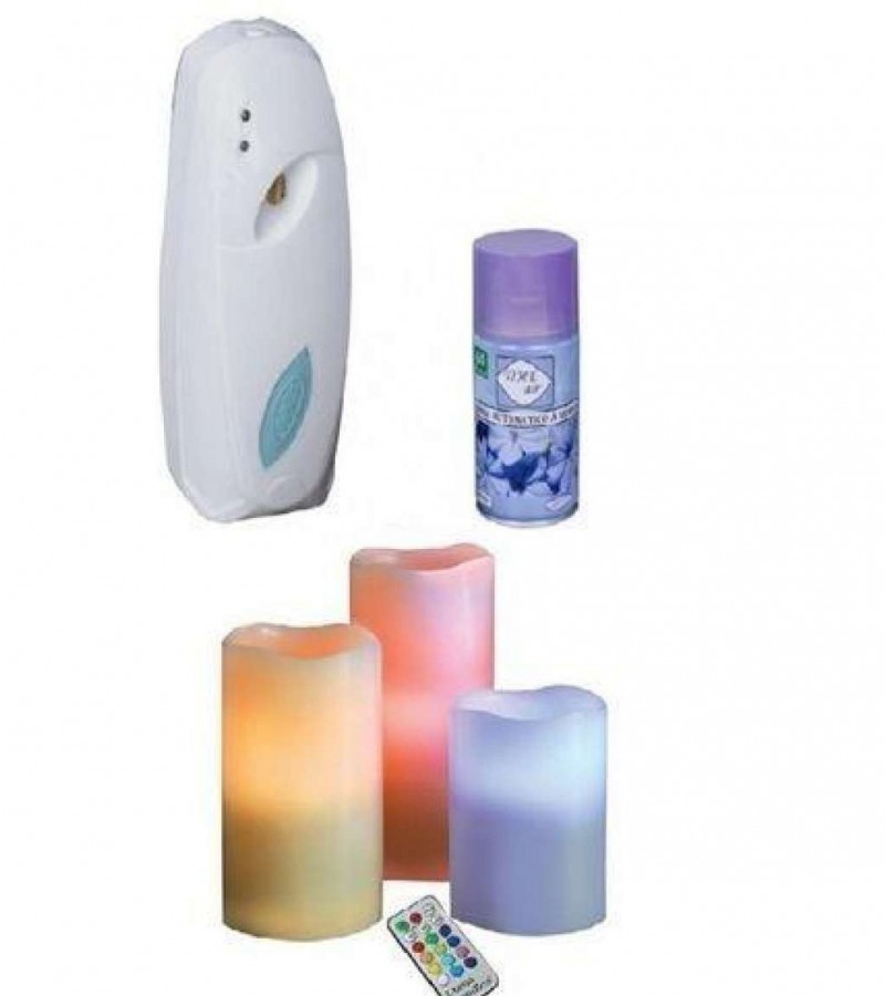 Pack Of 2 - Air Freshner Automatic Spray & Set Of 3 Luma Candles
