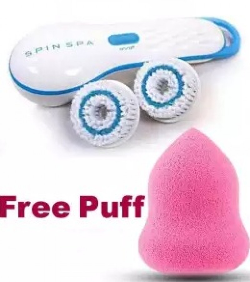 Pack of 2 - Spin Spa Cleansing Facial Brush & Blender Puff