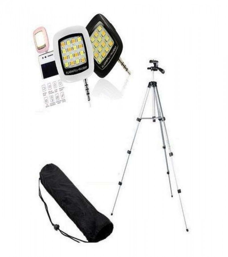 Pack of 2 - Tripod Stand For DSLR Camera With Selfie Light