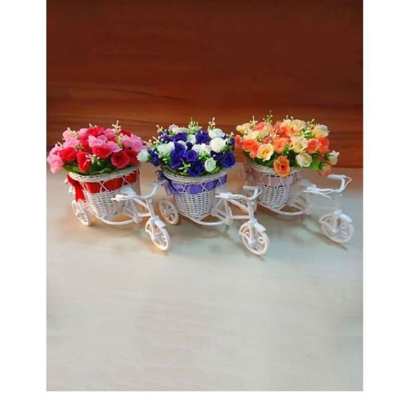 Pack of 3 - Floral Bicycle Decoration Piece