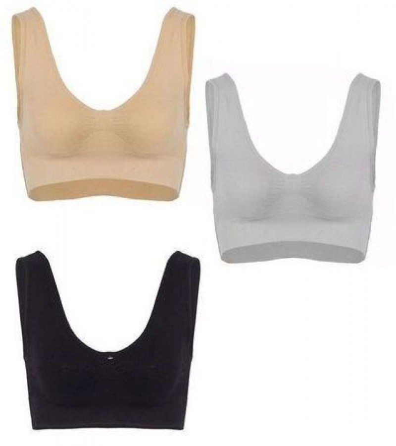 Pack Of 3 - Multicolor Cotton Air Bra For Women