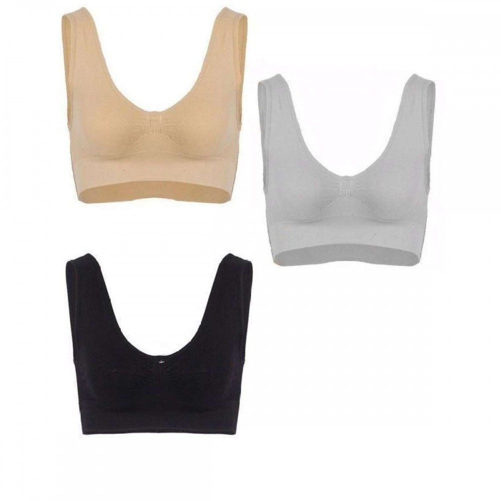 Pack of 3 - Multicolor Cotton Air Bra for Women
