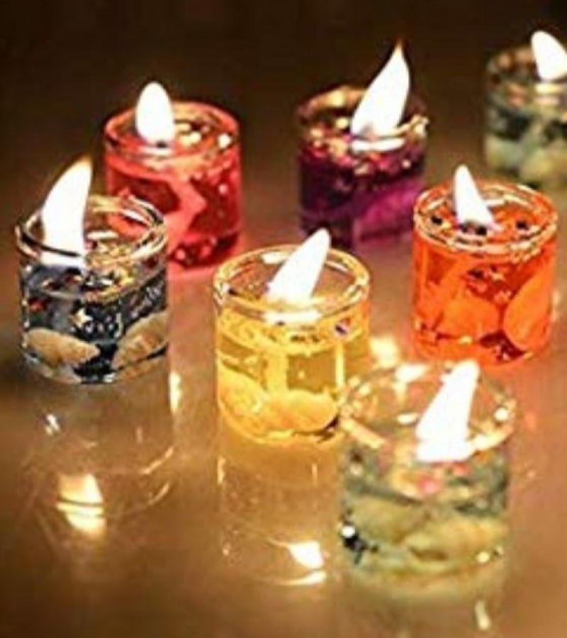 Pack of 6 Glass Gel Candles for Parties and Home Decor