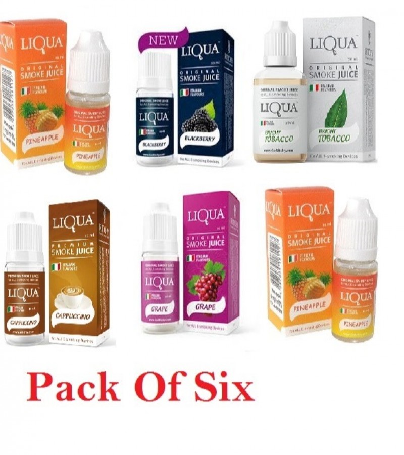 Pack of 6 Liqua Flavor / Cloud E Liquid Juice Oil Vape Shisha Pen Refill Nicotine Option