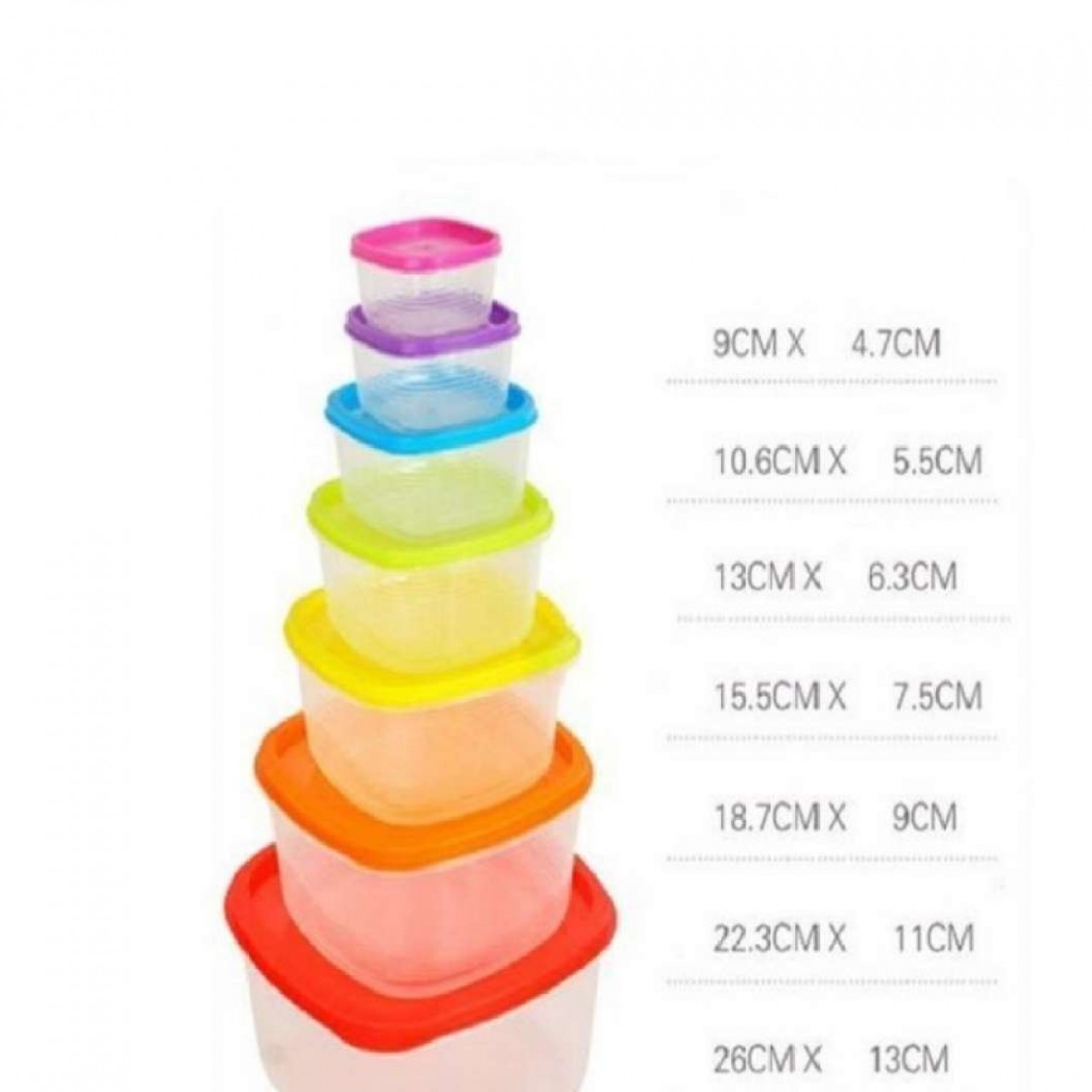 Pack of 7 - Plastic Box Food Container