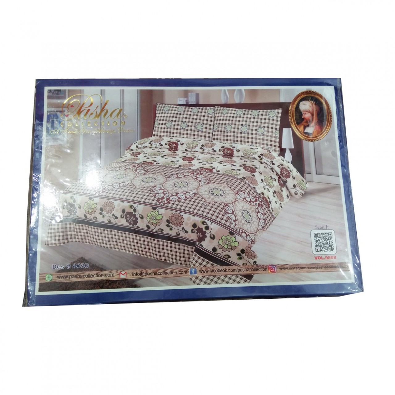 Pasha Collection Double Virsa Bed Sheet Des-8030 With 2 Pillow Covers