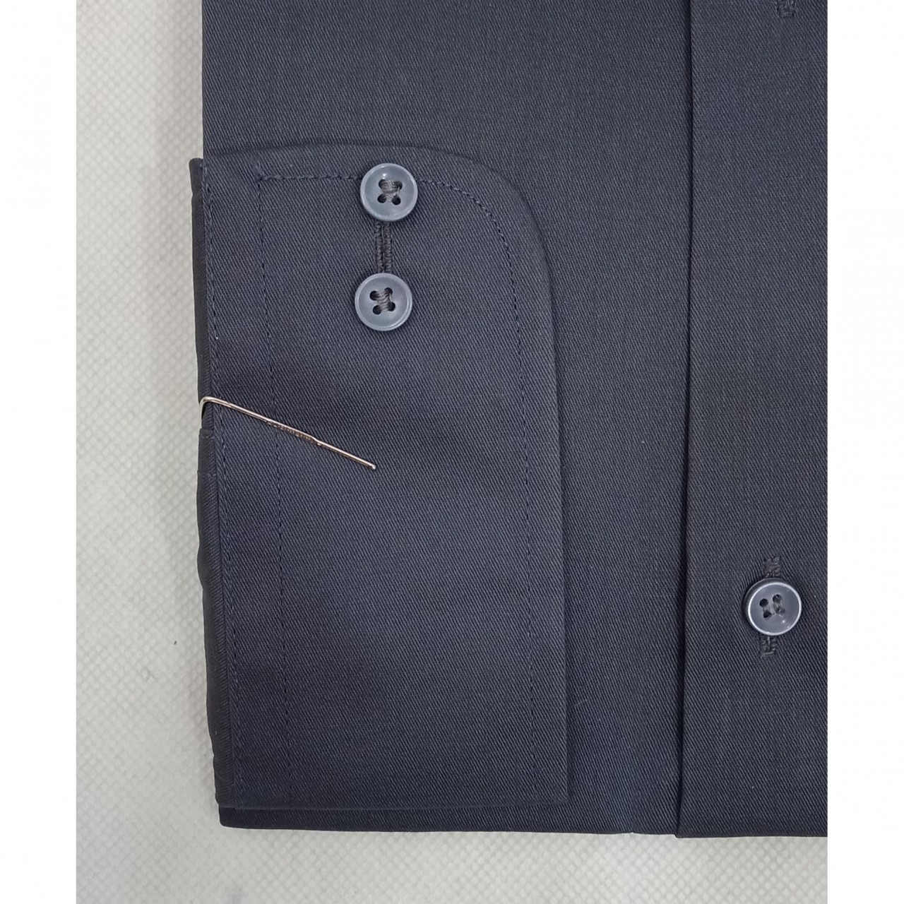 Plain Self Design Formal Shirt For Men - Double Needle Stitching - Grey