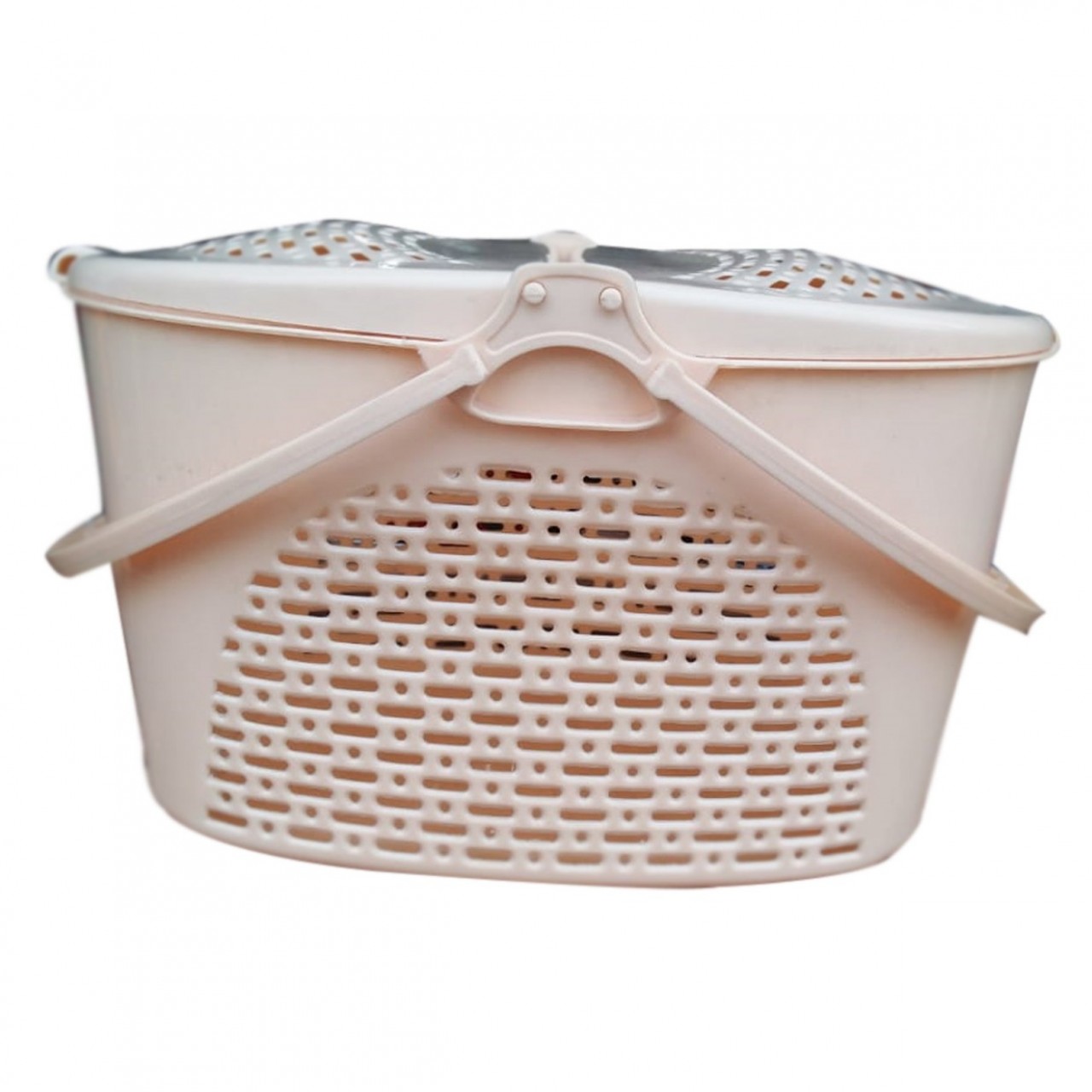 Plastic Storage Basket With Folding Lid For Lundary