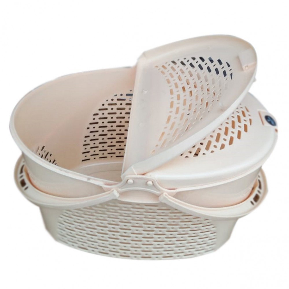 Plastic Storage Basket With Folding Lid For Lundary