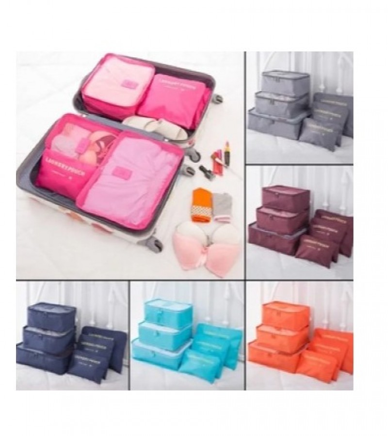 Portable 6pcs/Set Travel Storage Luggage Bag Organizer Clothes Tidy Zip Cube Bag