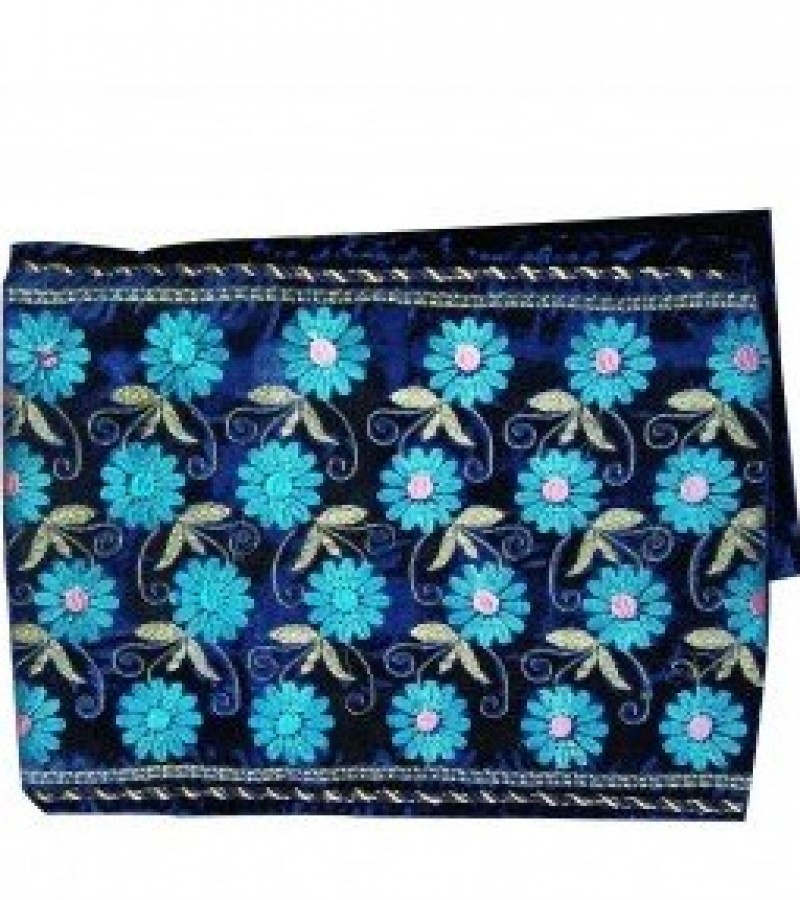 Premium Velvet Gao Pillow Cover With Embroidery - Blue