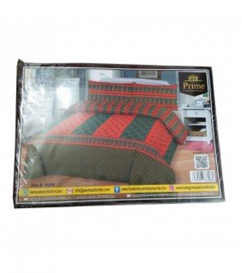 Prime King Size Double Bed Sheet Des-9508 With 2 Pillow Covers
