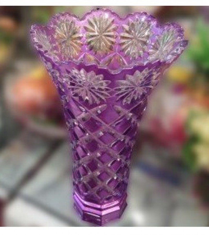 Purple Glass Vase Guldaan For Home & Office Decoration