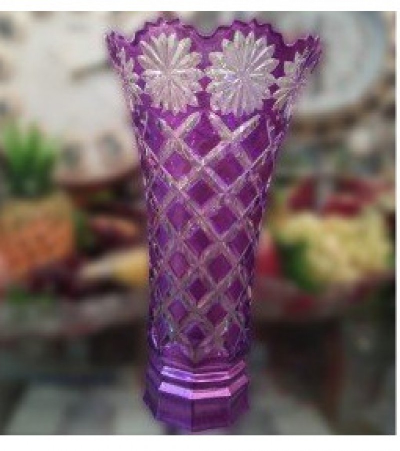 Purple Glass Vase Guldaan For Home & Office Decoration