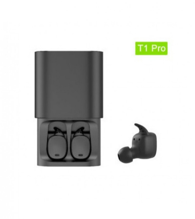 QCY T1 Pro TWS True Bluetooth 5.0 HiFi Stereo Dual Mic Earphone With Charging Box - Black