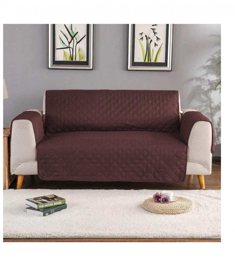 Quilted Sofa Cover Dark Brown 3 seater – Cotton Sofa Coat/Protector