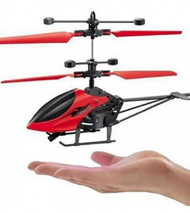 Rechargeable Flying Helicopter (Hand Sensor Control) Red Best Toy For Kids