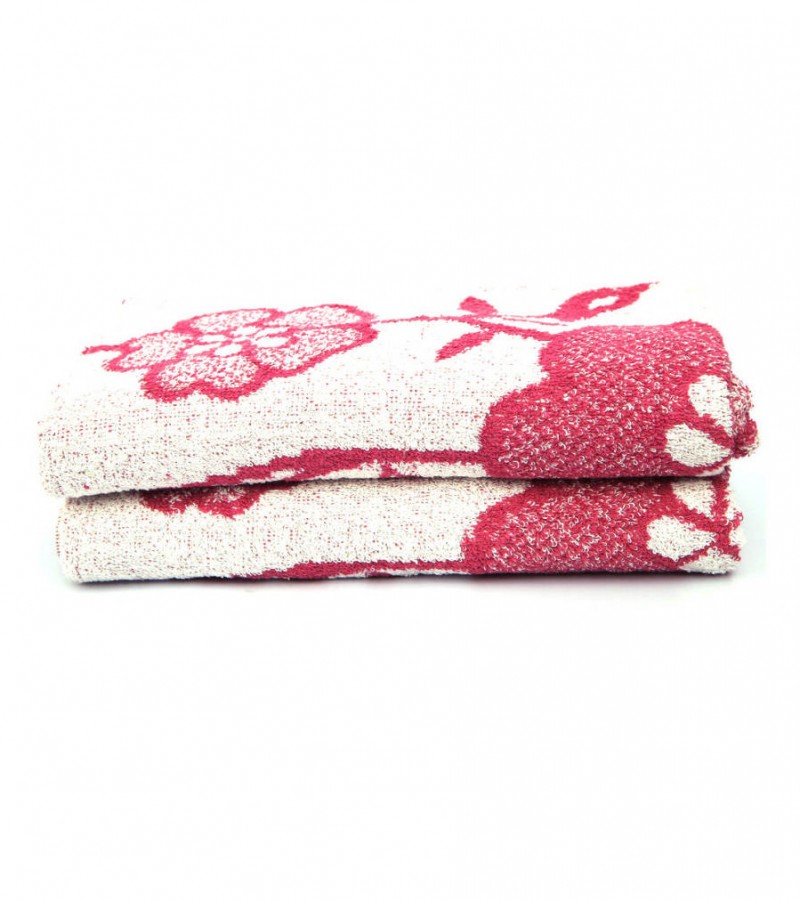 RED FLOWER DESIGN TOWELS 20 X 40 INCH