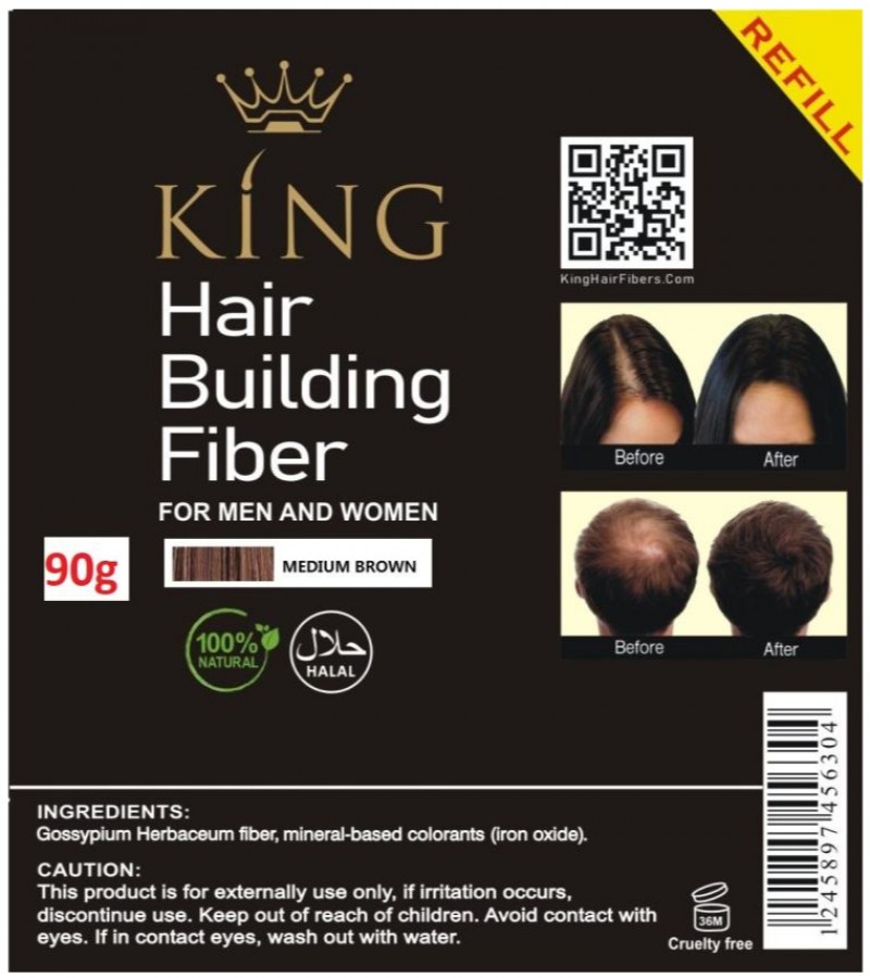 Refill King Hair Fibers Medium Brown 90 Gram Refill Your Existing Fiber Bottle