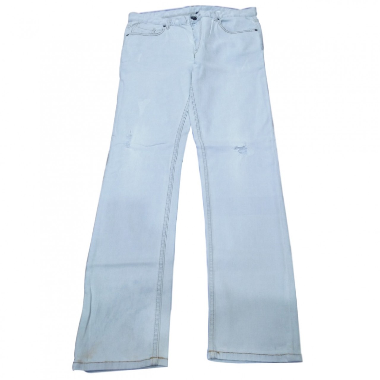 Relaxed Fit Striped Jeans Pant For Men - White - 28” to 40”