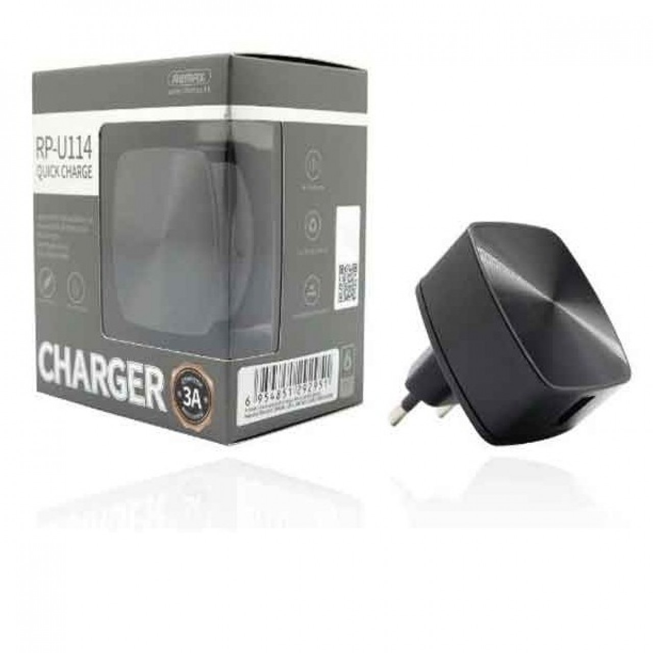 Remax Fast Charger RP-U114 Single Port Quick Charger 3A - Black