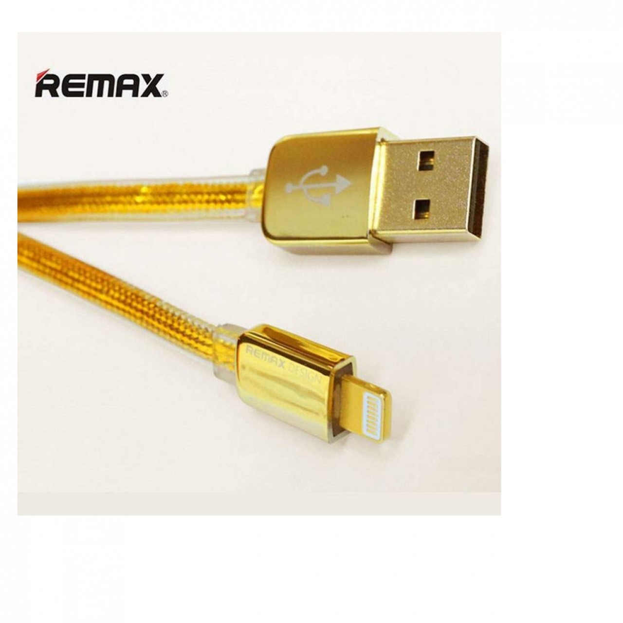 Remax Flat Core Golden Charging Data Cable For iPhone