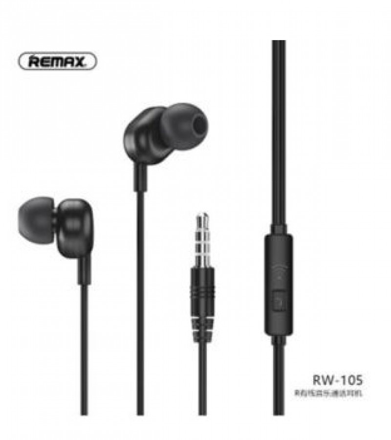 Remax RW-105 New Music Earphone With HD Mic In-ear 3.5mm Jack Wire Headset For iPhone 6s 6 5s 5