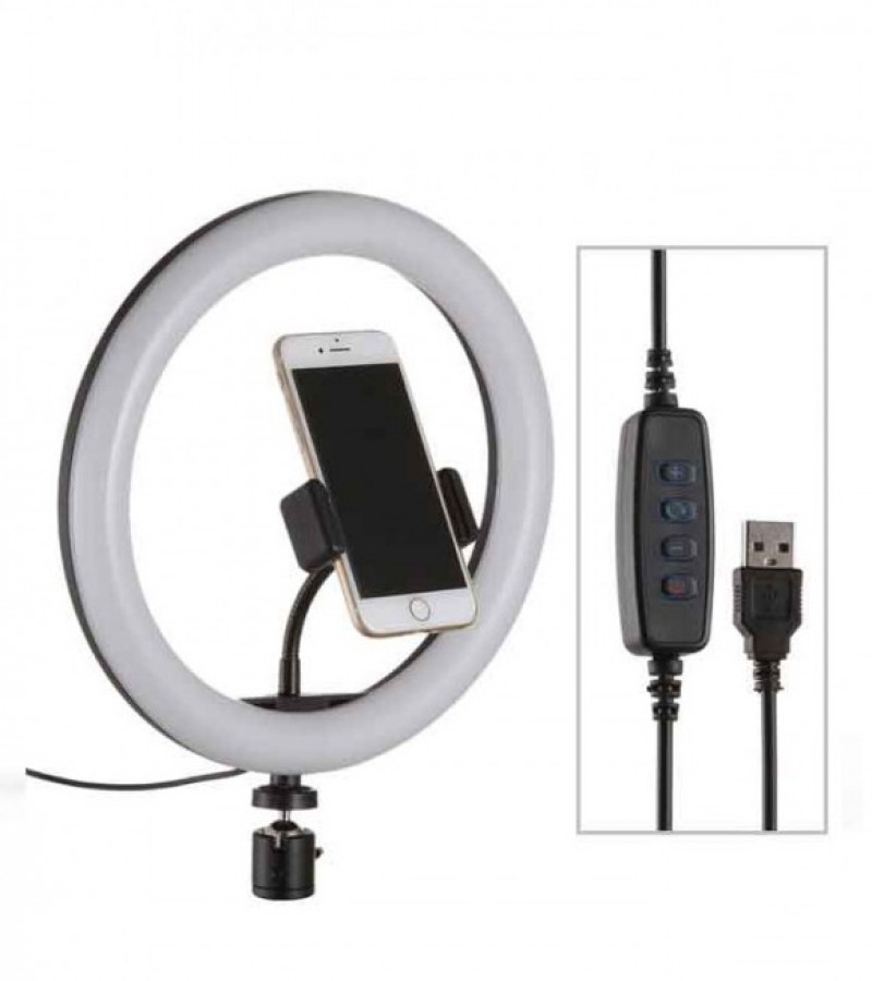 Ring Light With Mobile Holder 26cm for Live Streaming, Youtube Videos And Makeup - Black