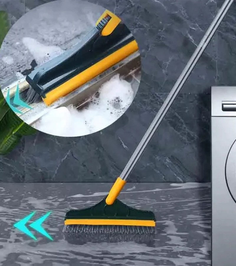 Rotating Floor Brush Scrub Bathroom Wiper Long Handle