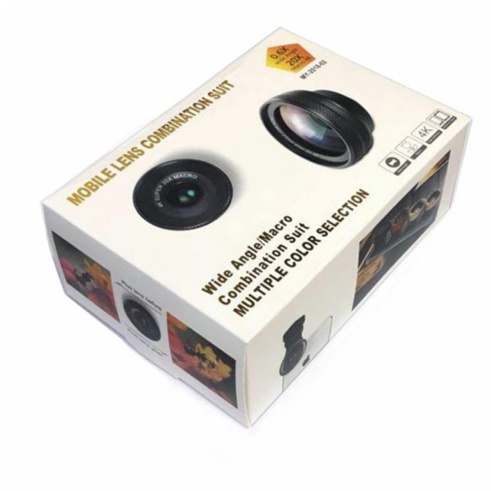 2 in 1 Optical Glass Wide Angle Macro Lens Combination Suit - 0.6x / 20x Zoom