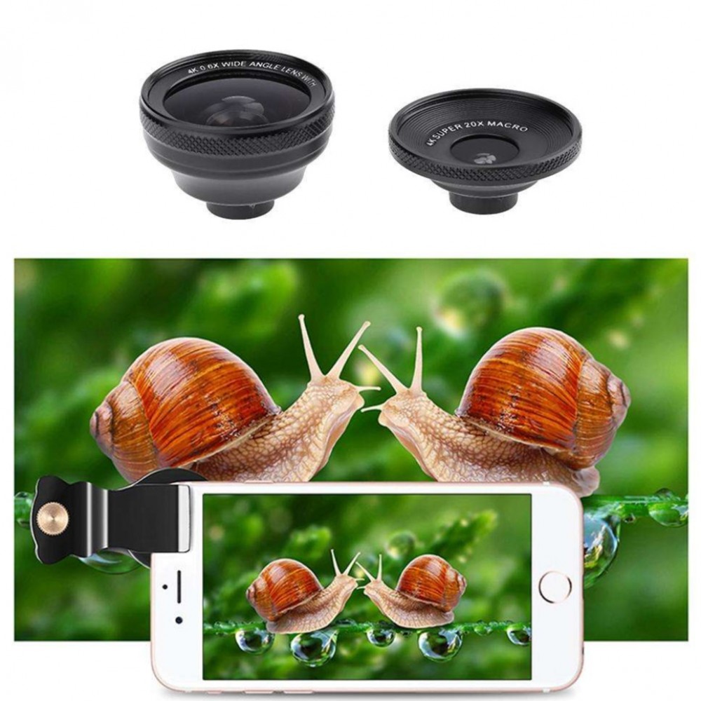 2 in 1 Optical Glass Wide Angle Macro Lens Combination Suit - 0.6x / 20x Zoom