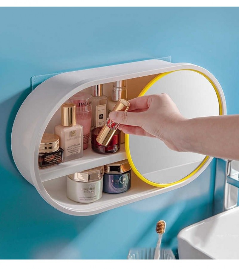 Self Adhesive Wall Mounted Case For Bathroom Cosmetic Storage Box Bathroom Mirror Accessories Multi