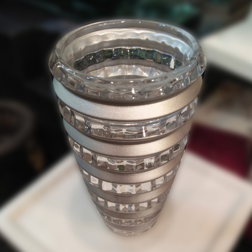Silver Glass Vase Guldaan For Office & Home Decoration
